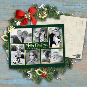 Vacances En Aluminium Carte postale de Noël Gold Foil Multi-photo