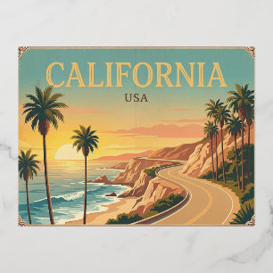 Vacances En Aluminium Carte postale de voyage vintage Californie États-U