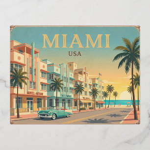 Vacances En Aluminium Carte postale de voyage vintage de Miami États-Uni