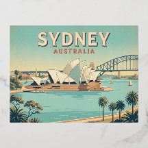 Carte postale de voyage vintage de Sydney Australi