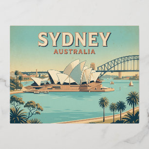 Vacances En Aluminium Carte postale de voyage vintage de Sydney Australi