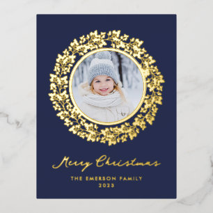Vacances En Aluminium Carte postale élégante de Noël avec feuille d'or