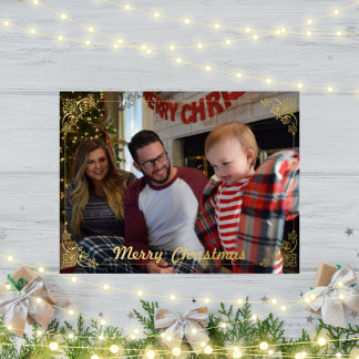 Vacances En Aluminium Carte postale Foil de Noël de famille avec cadre é