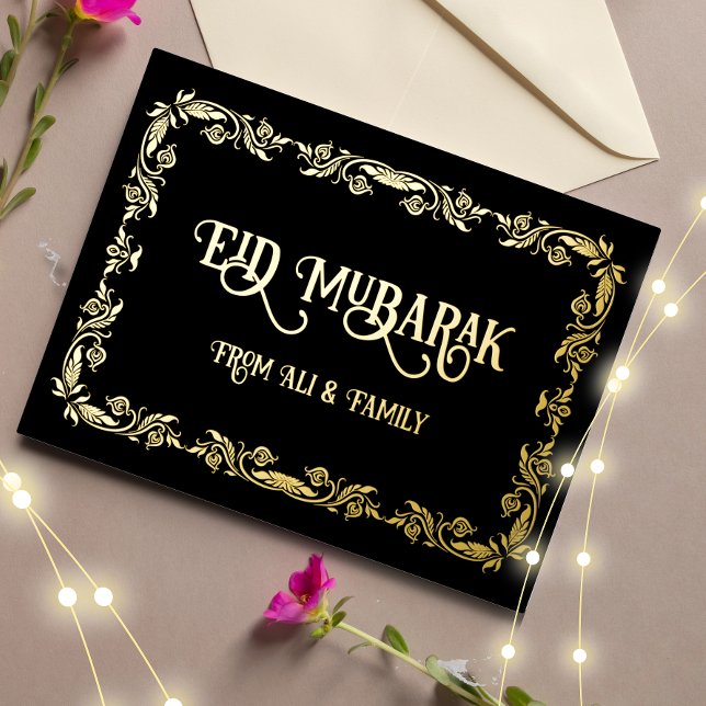 Vacances En Aluminium Carte postale Gold Eid Moubarak de luxe (Créateur téléchargé)
