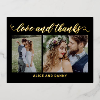 Vacances En Aluminium Carte postale Merci FOIL de Thankful Love