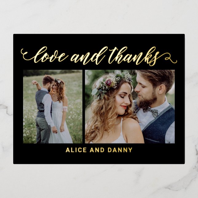 Vacances En Aluminium Carte postale Merci FOIL de Thankful Love (Recto)