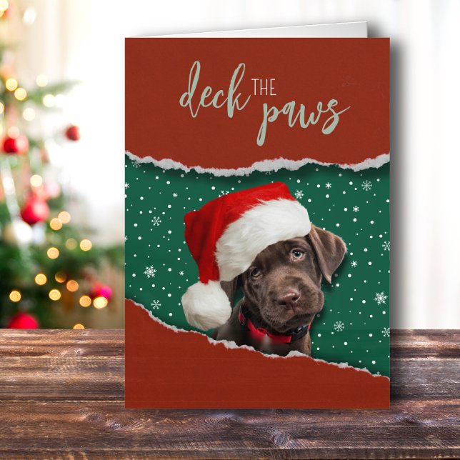 Vacances En Aluminium Chocolat Labrador Festive Santa Hat Carte de vacan (Deck the Paws is the perfect card to send your dog lover friends and family this Holiday season!)
