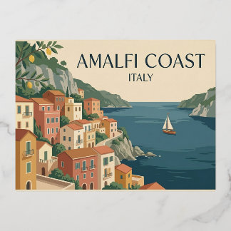 Vacances En Aluminium Côte d'Amalfi Italie Carte Postale de Voyage Vinta