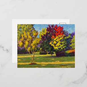Vacances En Aluminium Couleurs de l'automne Foil Carte postale de vacanc