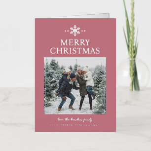 Vacances En Aluminium Élégante carte de Noël flocon de neige - Rose poud