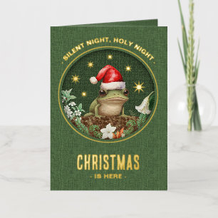 Vacances En Aluminium Grenouille Elégant plié Carte de Noël avec feuille