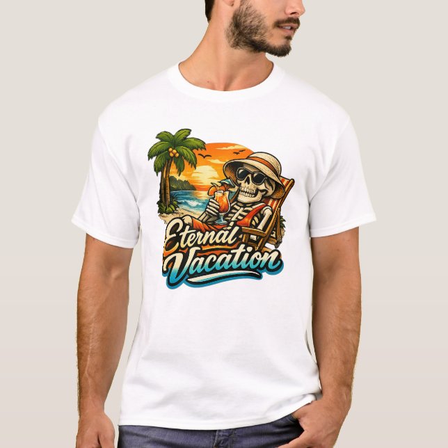 Vacances Éternelles – T-shirt basique de squelette (Devant)
