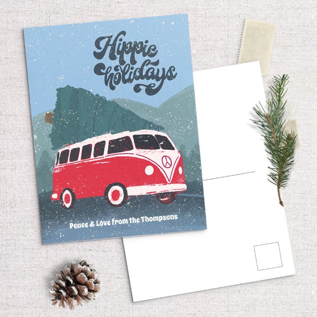Vacances Hippie Bus Rétro Carte Postale de Vacance (Créateur téléchargé)