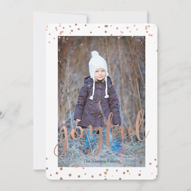 Vacances Joyeuses | Rose Or Foil | Carte Photo (Devant)