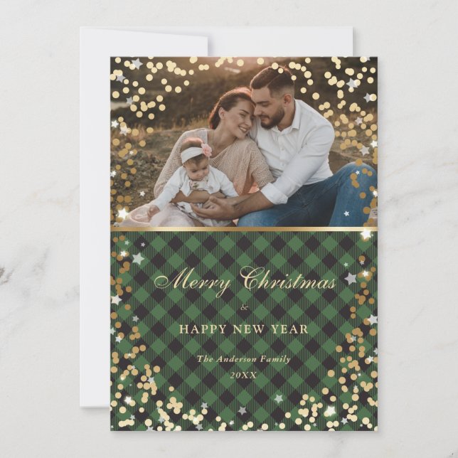 Vacances Magic Green Gold Plaid Carte photo (Devant)