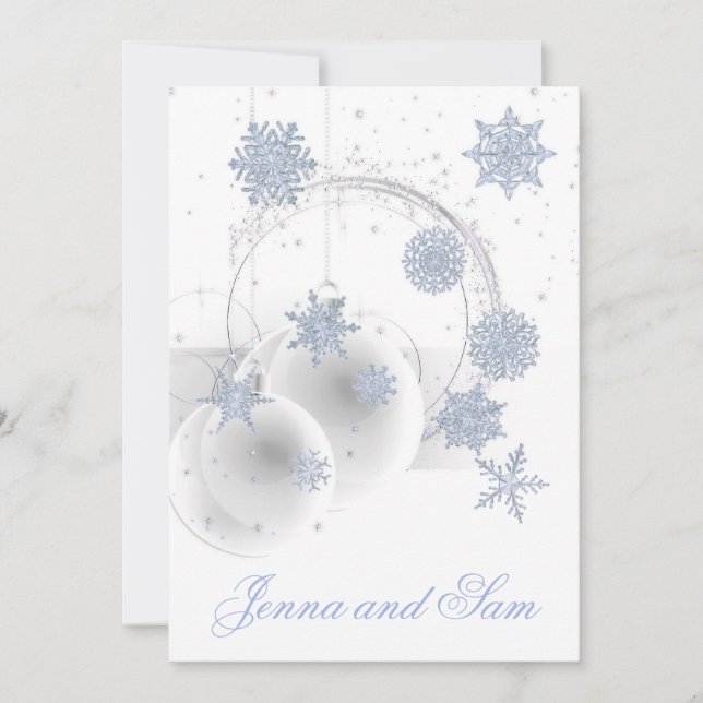 Vacances Mariage d'hiver Invitation blanche glace  (Devant)