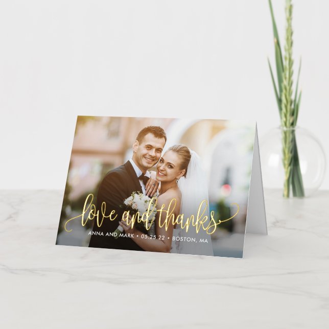 Vacances Métallisée Belle Calligraphie FOIL Carte de remerciements pli (Recto)