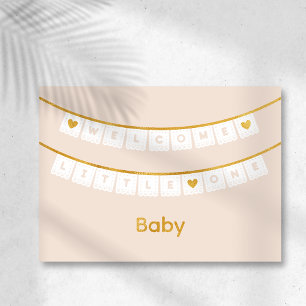 Vacances Métallisée Bienvenue Carte de félicitations pour bébé Little 