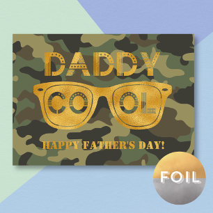 Vacances Métallisée Carte de fête des pères drôle militaire Daddy Cool