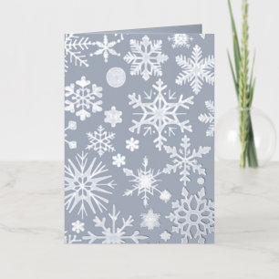 Vacances Métallisée Carte de Noël Grise et Bleue Argentée à Motif de F