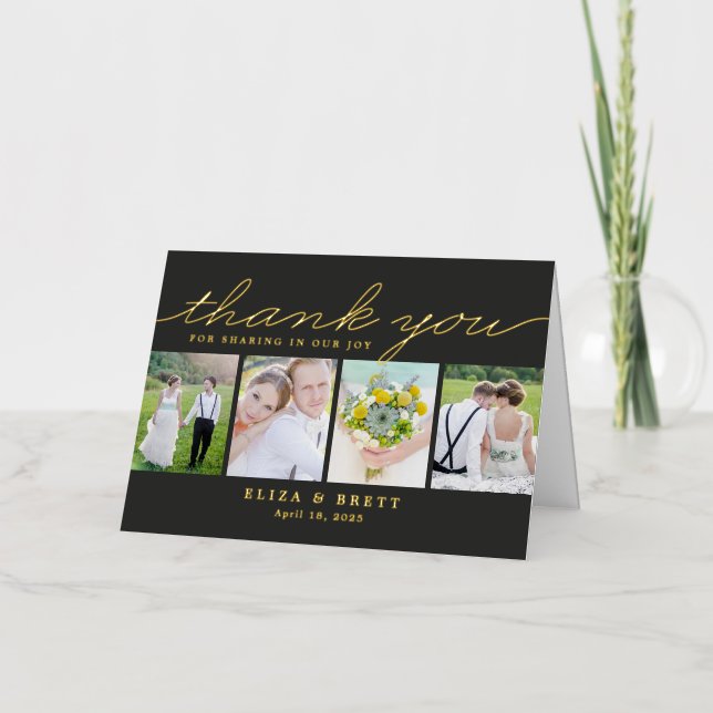 Vacances Métallisée Carte de remerciements à huile pliée de collage do (Recto)