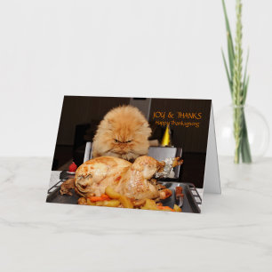 Vacances Métallisée Carte de Thanksgiving drôle de chat