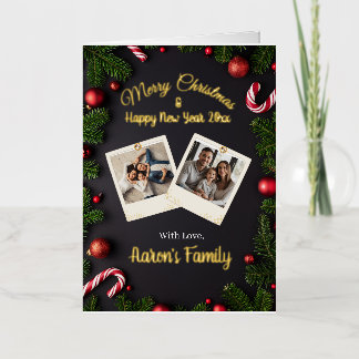 Vacances Métallisée Carte de vœux de Noël personnalisée élégante en or
