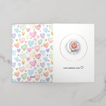 Carte de vœux en papier d'aluminium Rose Céleste L