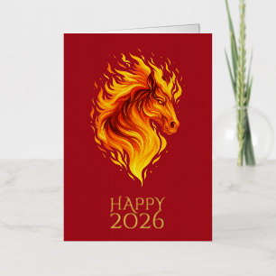 Vacances Métallisée Carte de voeux pliée Happy 2026 personnalisée