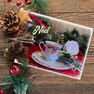 Vacances Métallisée Carte pliée à thé de Noël