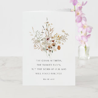 Vacances Métallisée Christian Floral Art Isaiah 40:8 Carte de voeux