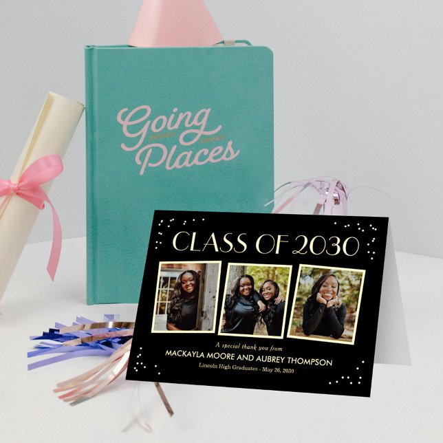 Vacances Métallisée Fun Snapshots FOIL Plié Photo Carte de remerciemen (Créateur téléchargé)