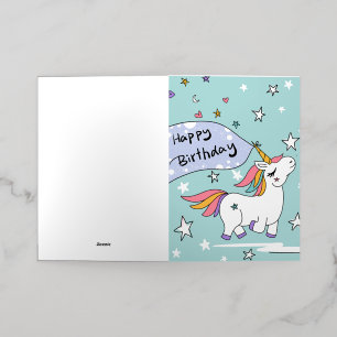 Vacances Métallisée Magique Unicorn amants Carte de voeux Anniversaire