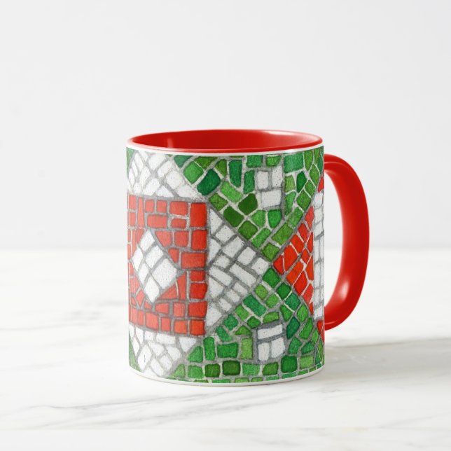 VACANCES MOSAIC Rouge Combo Mug (Devant droit)