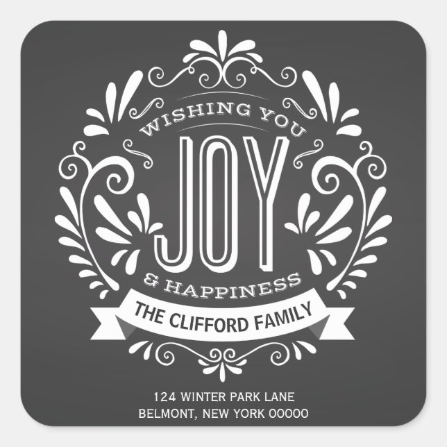 VACANCES NOËL JOY CHALKBOARD ADRESSE STICKERS (Devant)