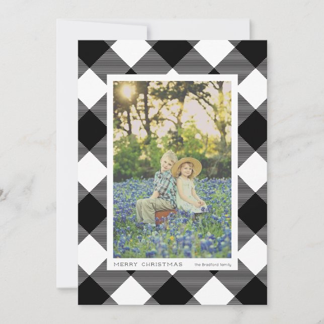 Vacances photo du chèque de bison blanc et noir (Devant)