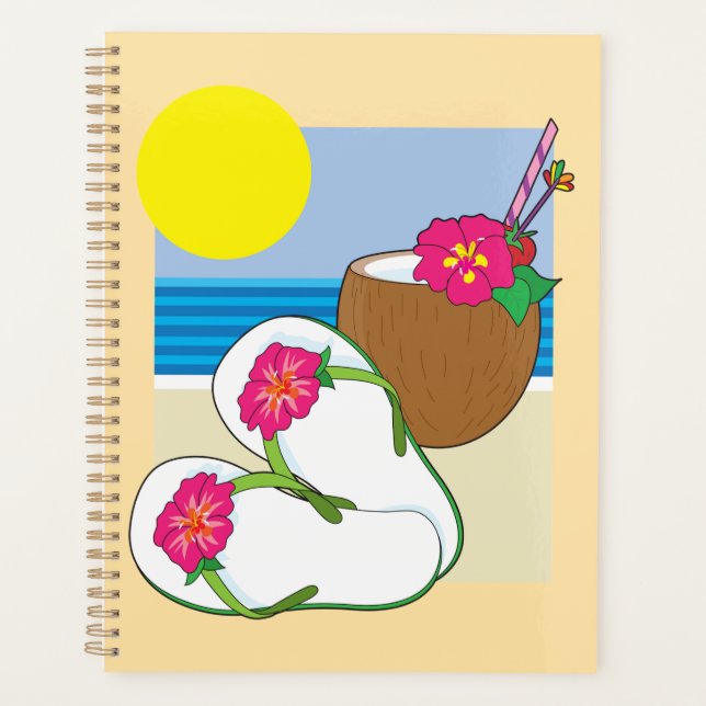 Vacances plage tropicale fleurs de cocotier tongs (Devant)