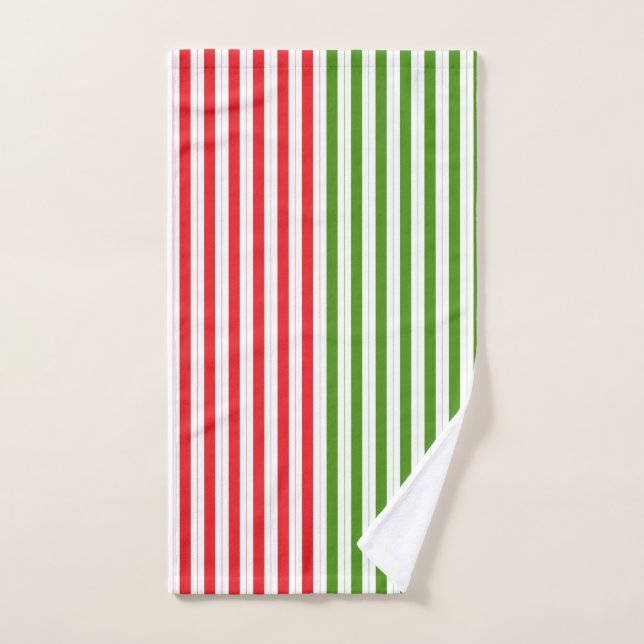 Vacances Rouge & Elf Green Candy Stripe (Serviette à main)