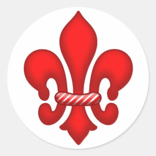 Vacances rouges Fleur de lis Stickers de sucrerie