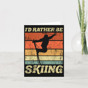 Vacances Ski Rétro Sports D'Hiver Carte Skieur Plu