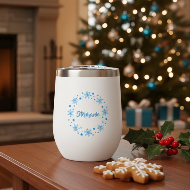 Vacances Snowflake (Blue snowflake wine tumbler)