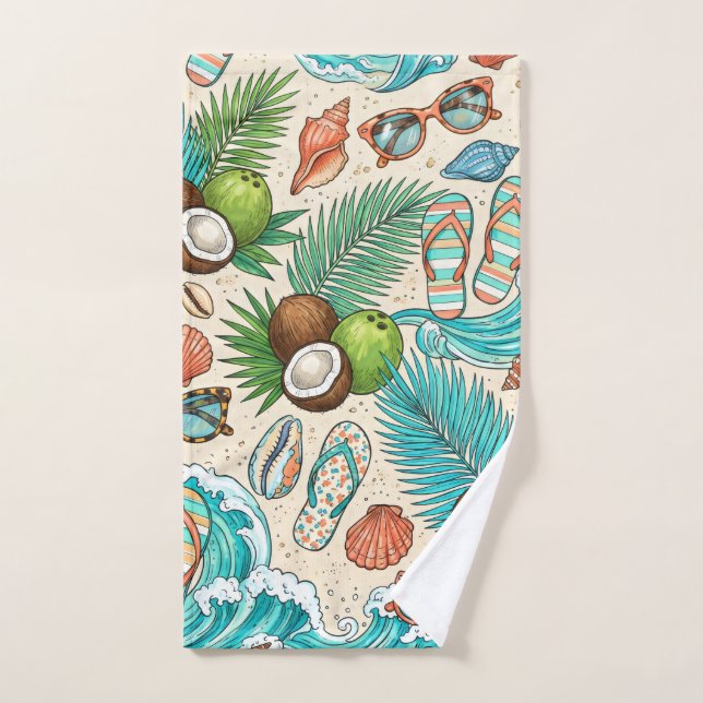 Vacances tropicales. (Serviette à main)