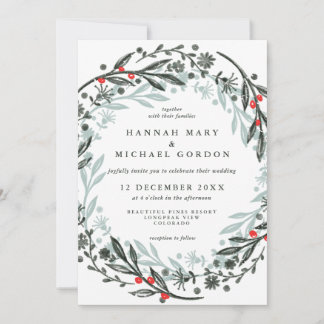 Vacances verdoyantes tendance wreath invitation