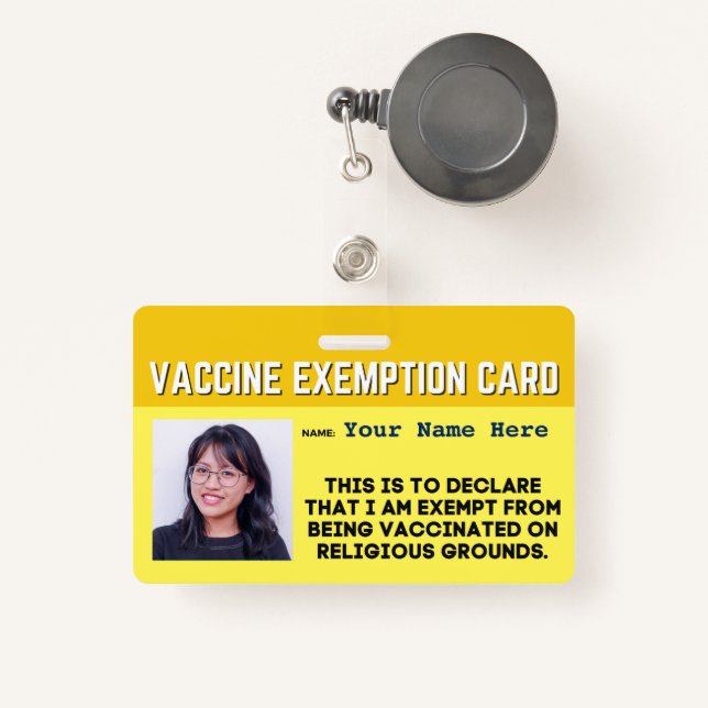 Vaccin Carte d'exemption religieuse Badge (Front with Retractable)
