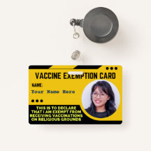 Vaccin Carte d'exemption religieuse Badge