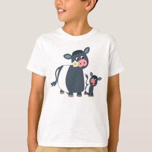 Vache à Galloway et T-shirt d'enfants de veau