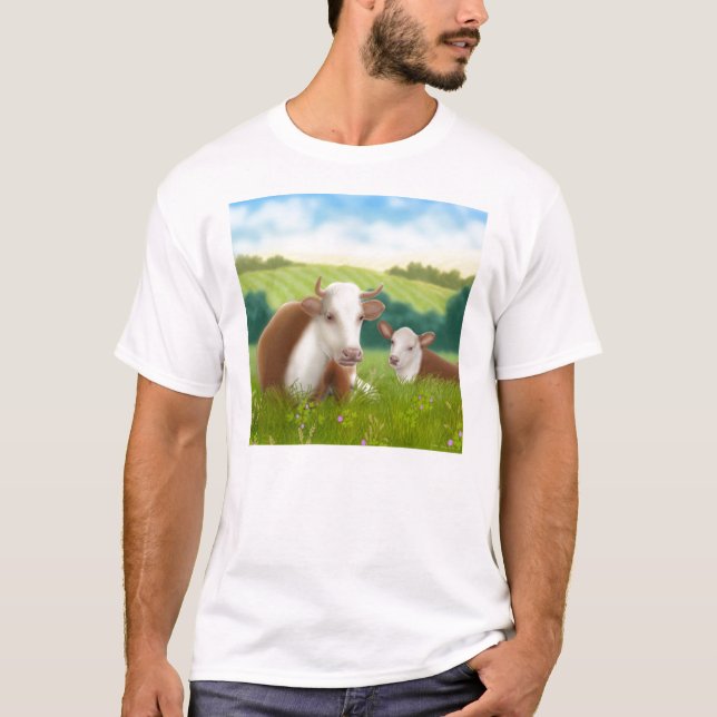 Vache à Hereford et T-shirt de veau (Devant)