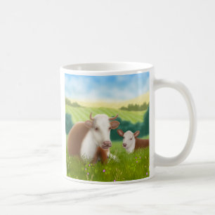 Vache à Hereford et tasse de veau