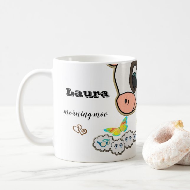 Vache Arc-en-ciel nuages Mug (Avec donut)