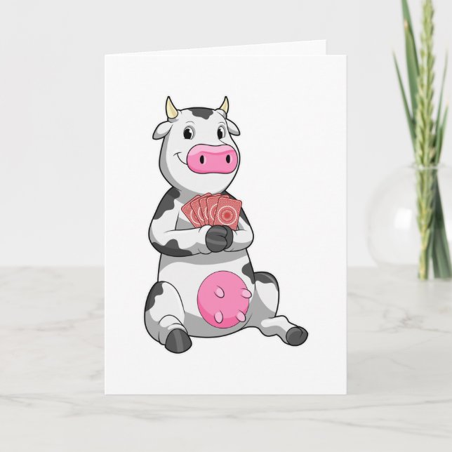 Vache au Poker avec cartes de Poker (Devant)